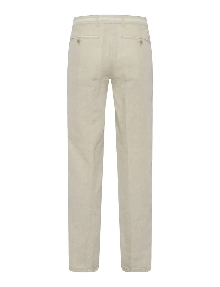 Brax Pantalon creme linnen effen flat front