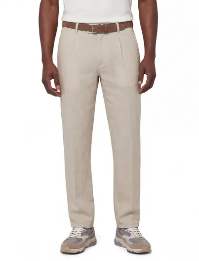 Brax Brax Pantalon creme linnen effen flat front normale fit