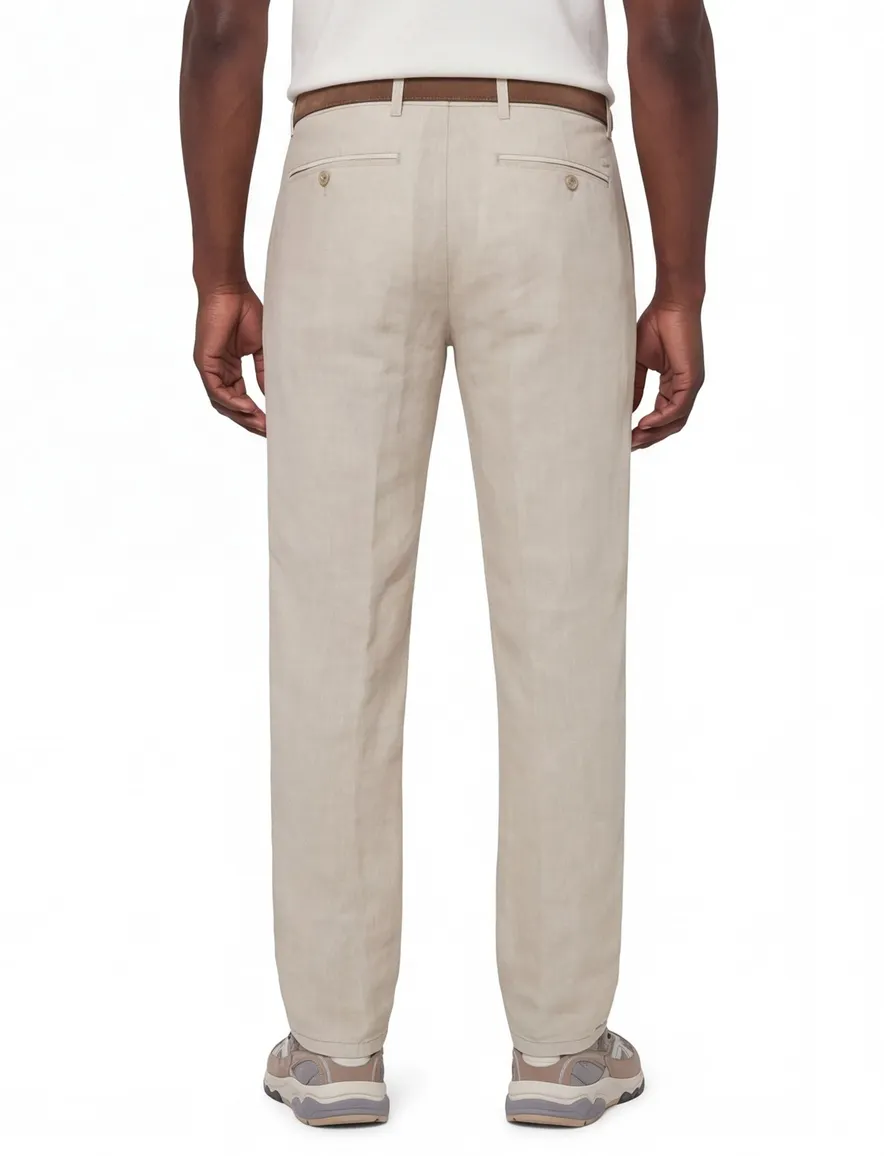 Brax Pantalon creme linnen effen flat front
