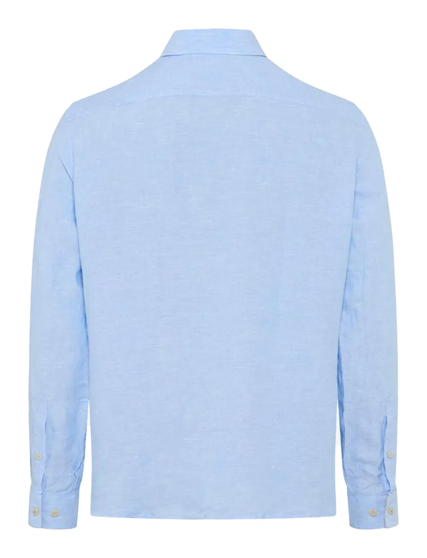Brax linnen overhemd blauw borstzak