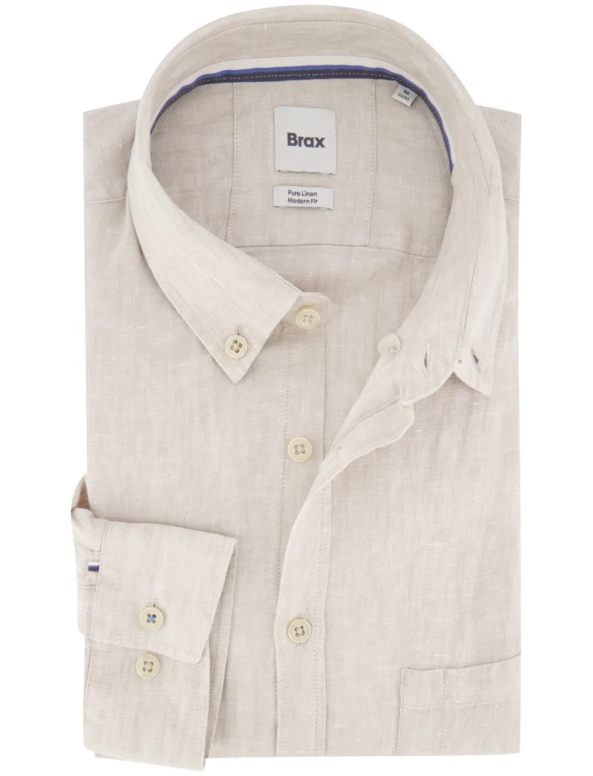 Brax Pure Linen Modern Fit overhemd beige