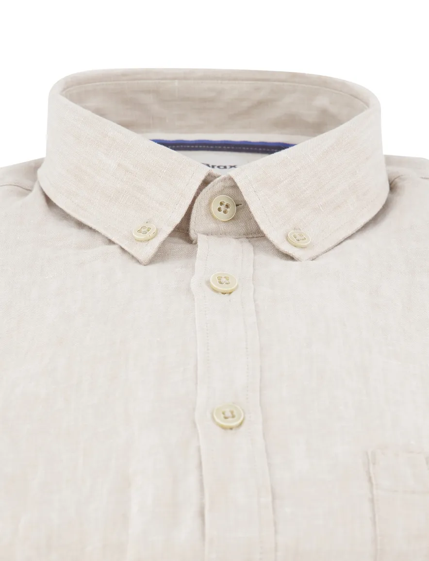 Brax overhemd beige Pure Linen Modern Fit