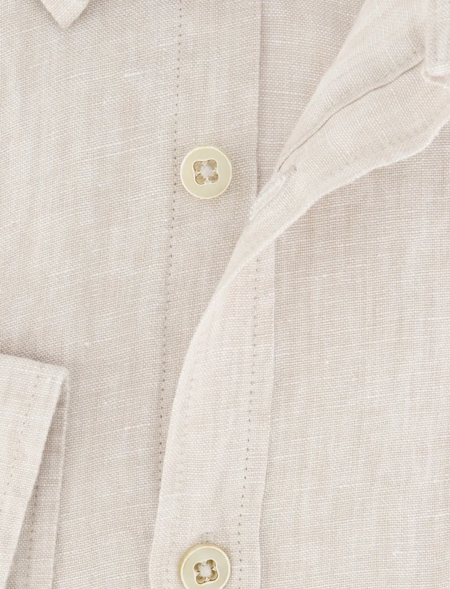 Brax overhemd beige Pure Linen Modern Fit