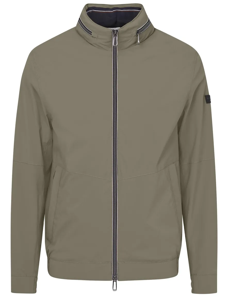 Bugatti zomerjas khaki met capuchon effen wijde fit