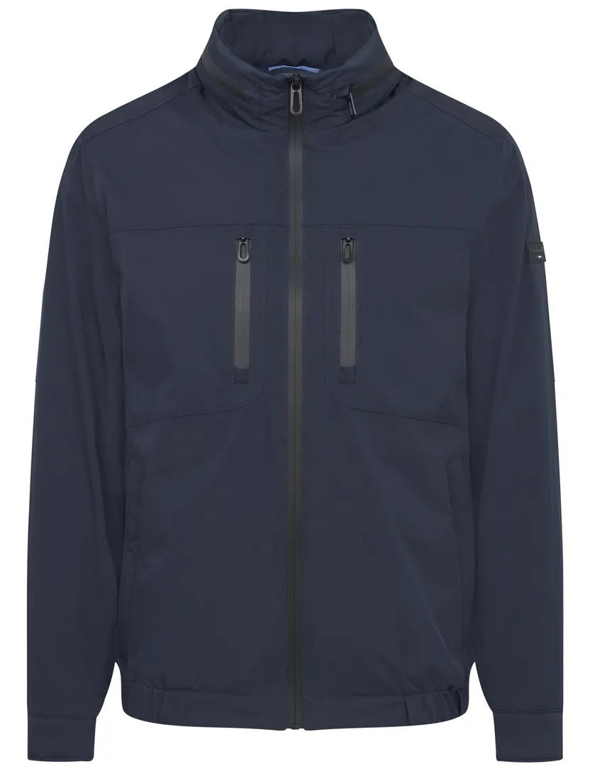 tussenjas Bugatti effen donkerblauw dubbele borstzak wijde fit