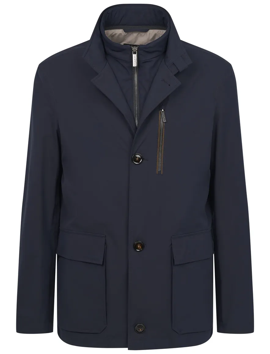 Bugatti tussenjas donkerblauw effen wijde fit