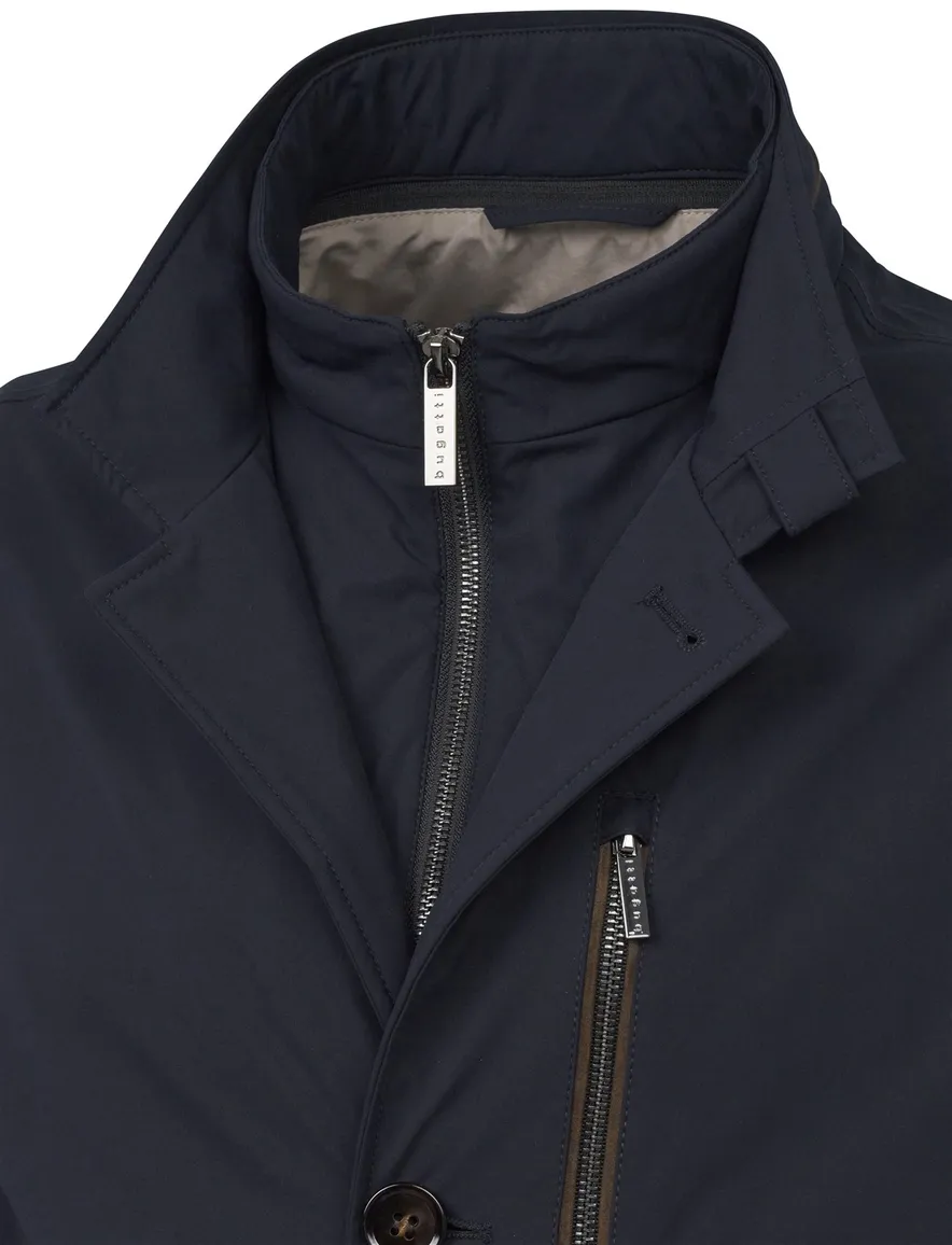 Bugatti tussenjas donkerblauw half lang zakken