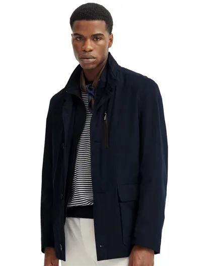 Bugatti Bugatti tussenjas donkerblauw effen wijde fit