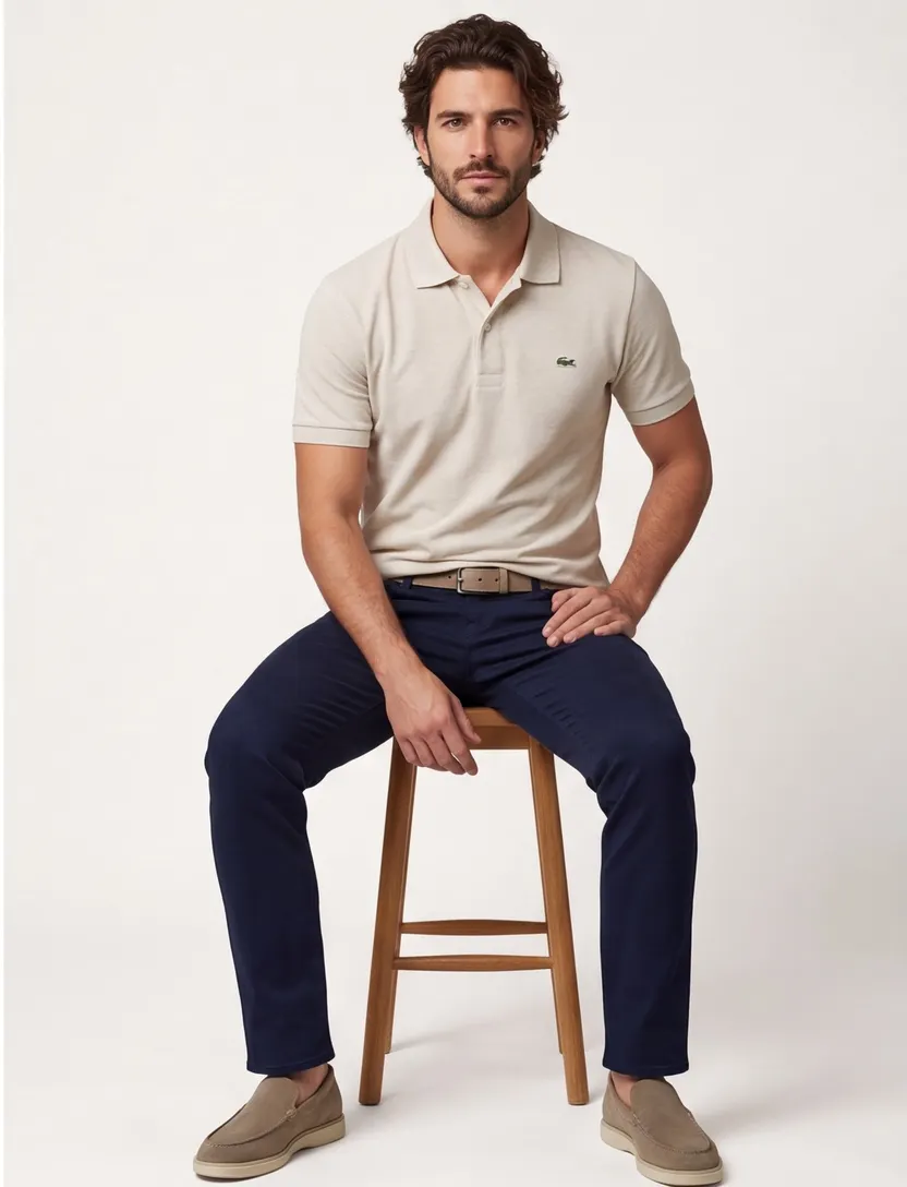 Lacoste polo creme normale fit katoen