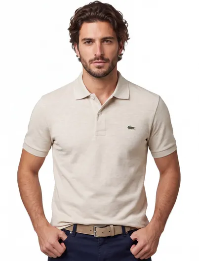 Lacoste Lacoste polo creme normale fit katoen