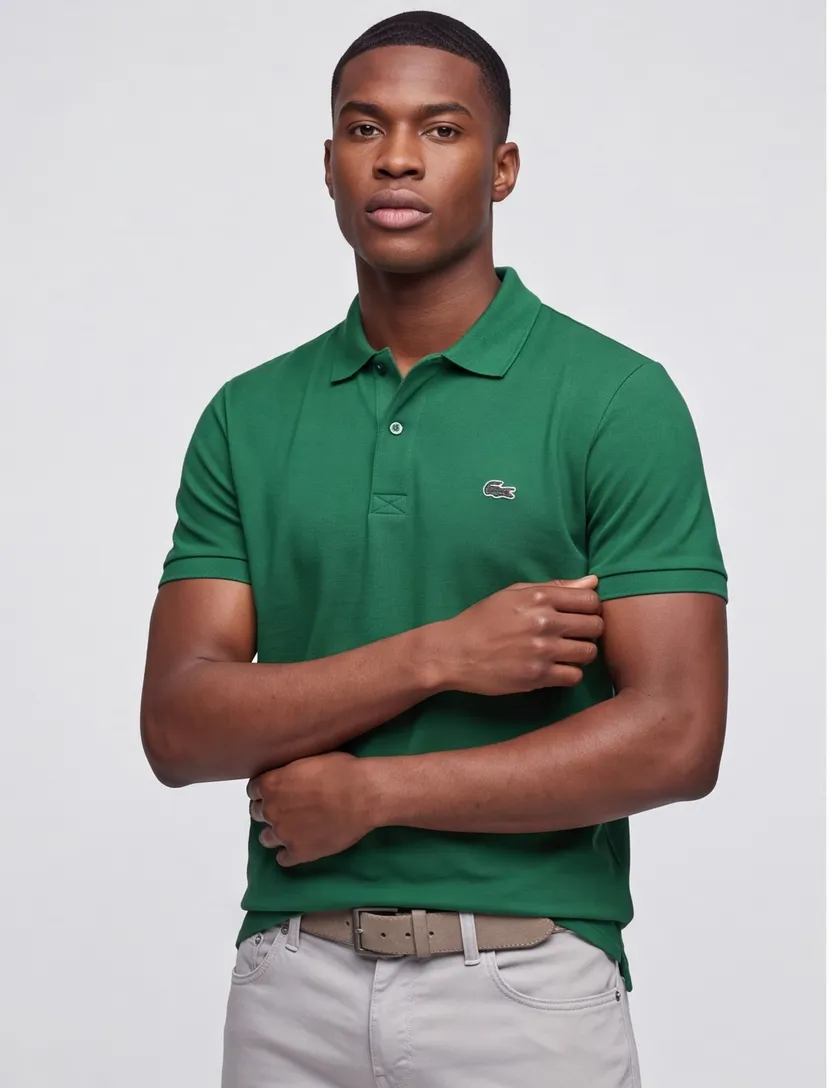 Lacoste regular fit polo pique groen 2-knoops