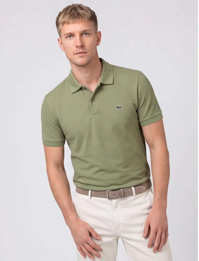Lacoste polo groen regular fit 2-knoops korte mouw