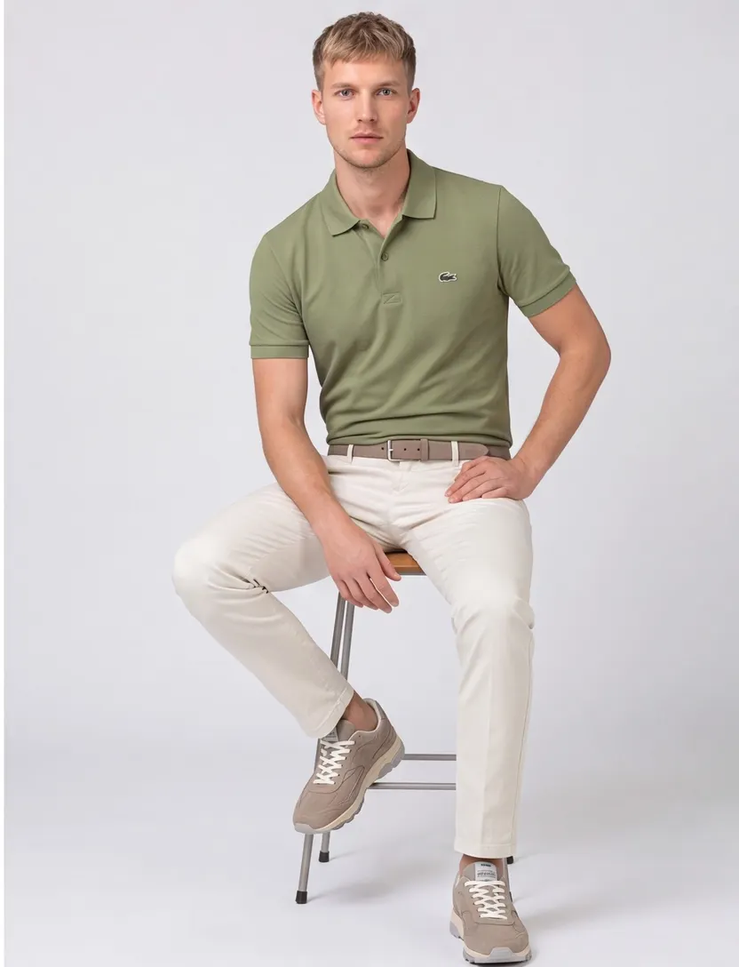 Lacoste polo groen regular fit 2-knoops korte mouw