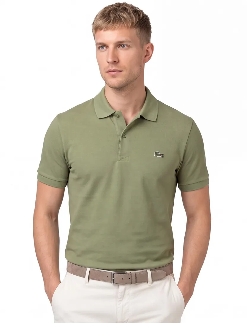 Lacoste polo groen regular fit 2-knoops korte mouw