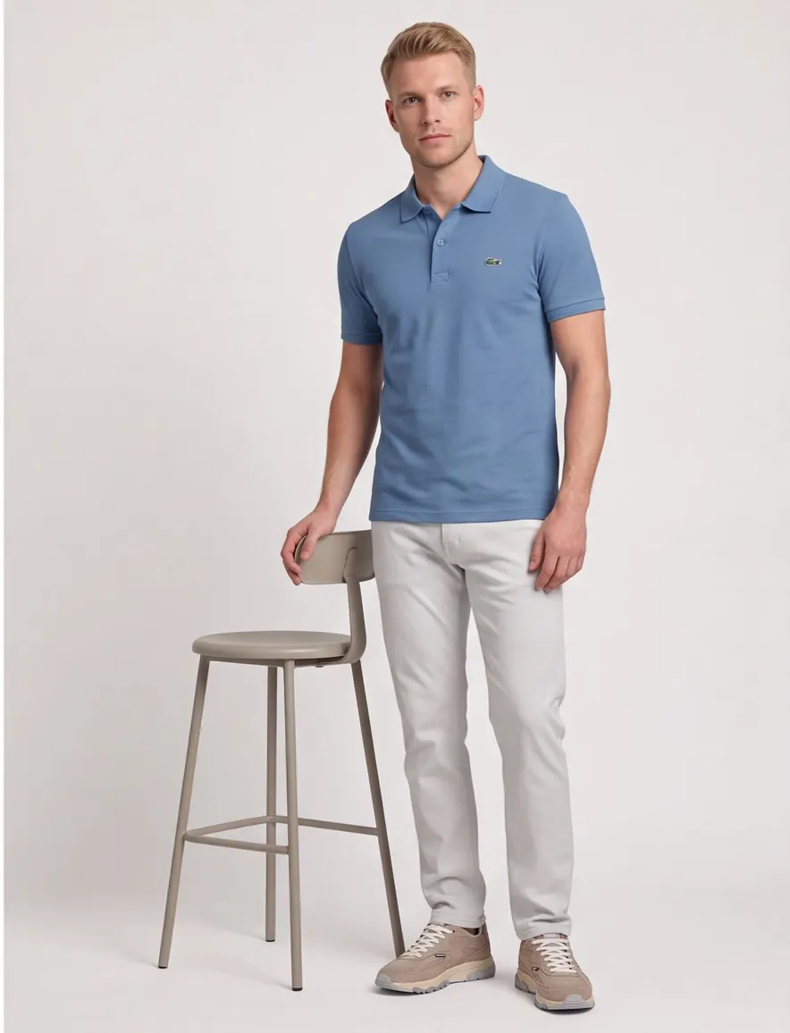 Lacoste regular fit polo pique blauw