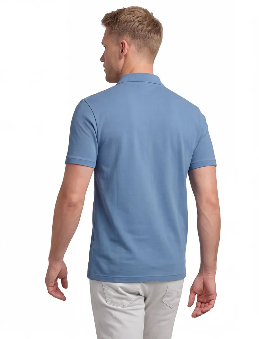 Lacoste regular fit polo pique blauw effen