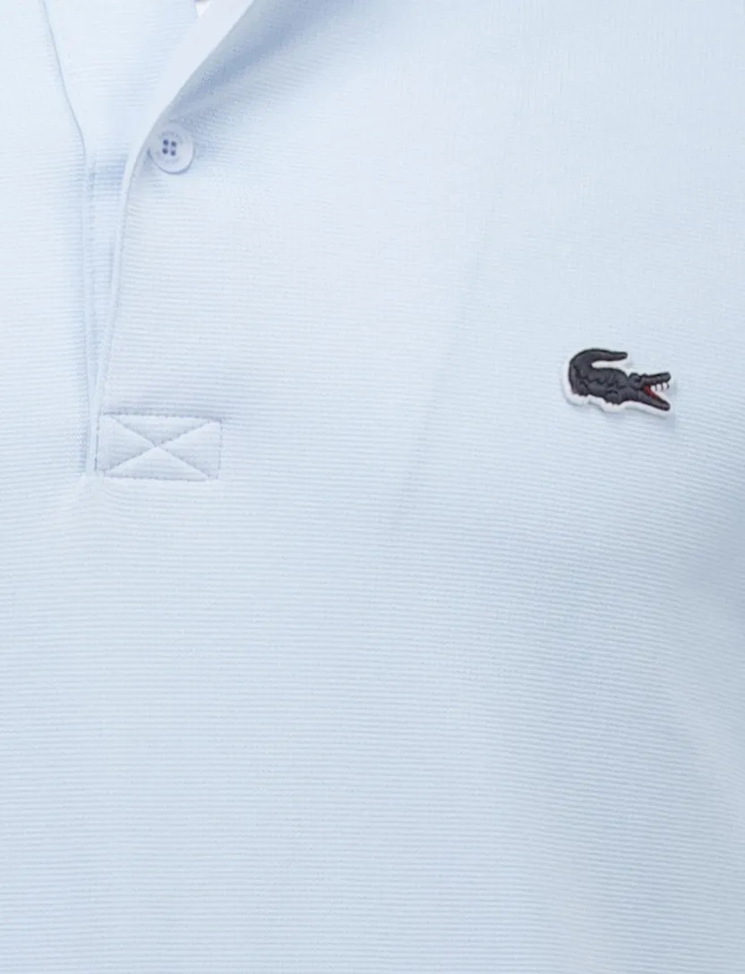 katoenen Lacoste polo lichtblauw effen pique 2-knoops