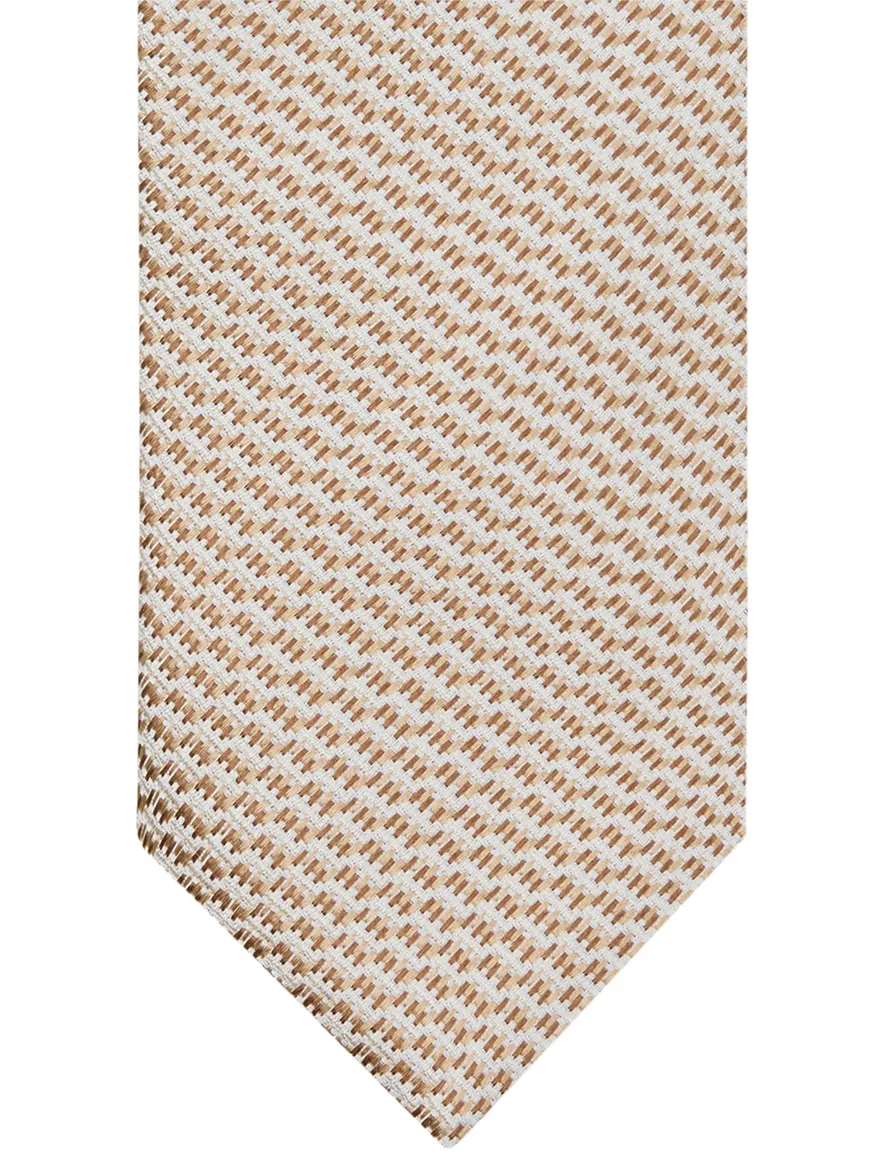Profuomo stropdas zijde geweven beige print