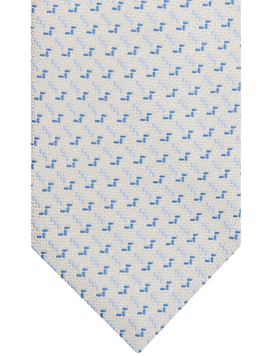 Profuomo stropdas blauw wit geprint zijde