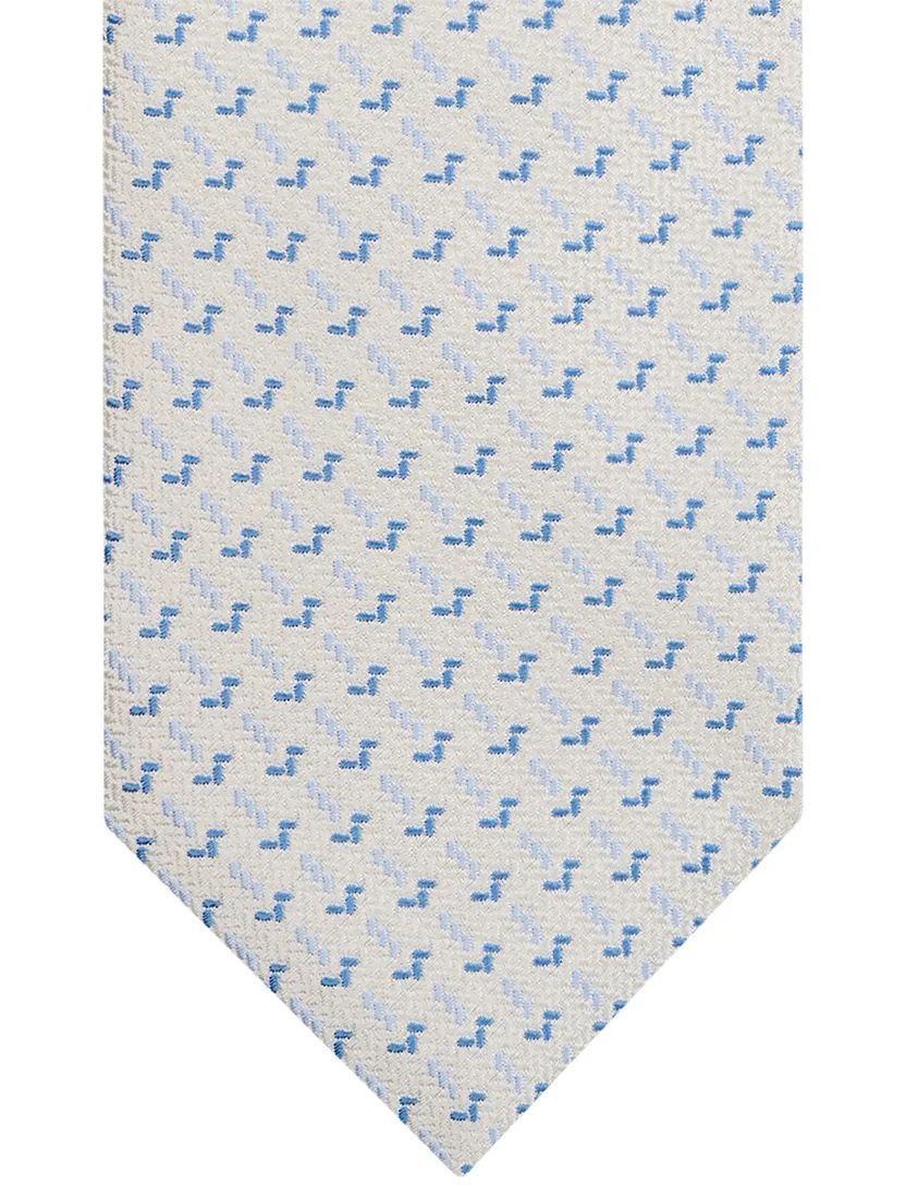 Profuomo stropdas zijde blauw wit geprint