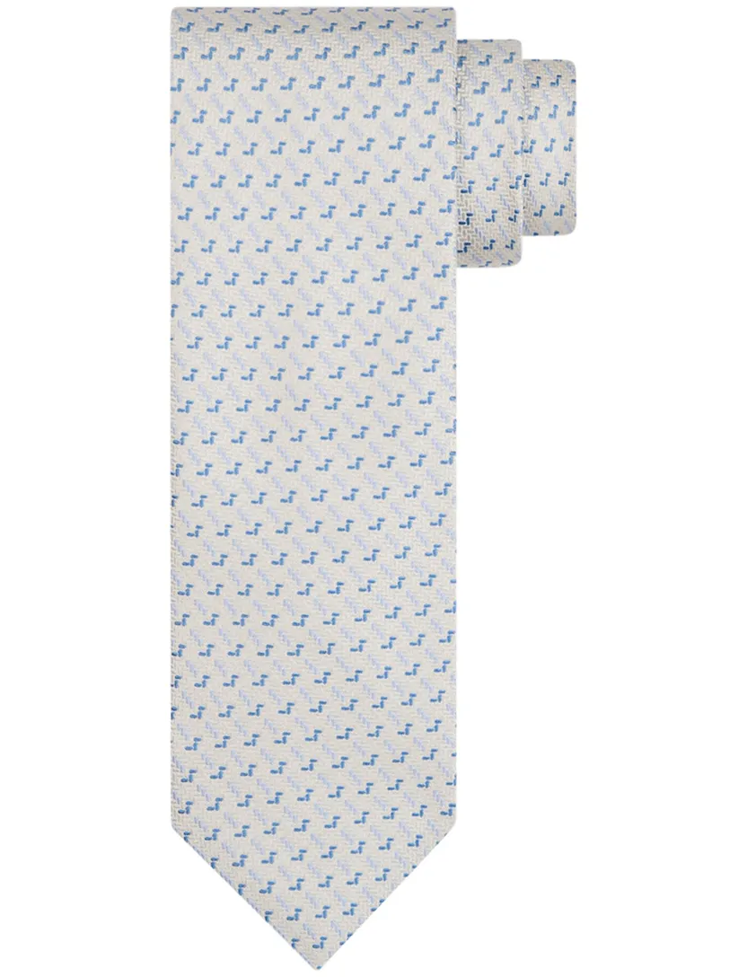Profuomo stropdas zijde blauw wit geprint