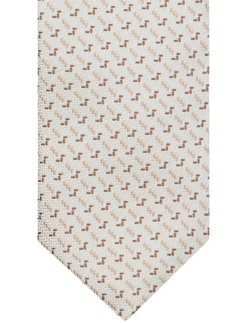 Profuomo stropdas beige zijde geprint