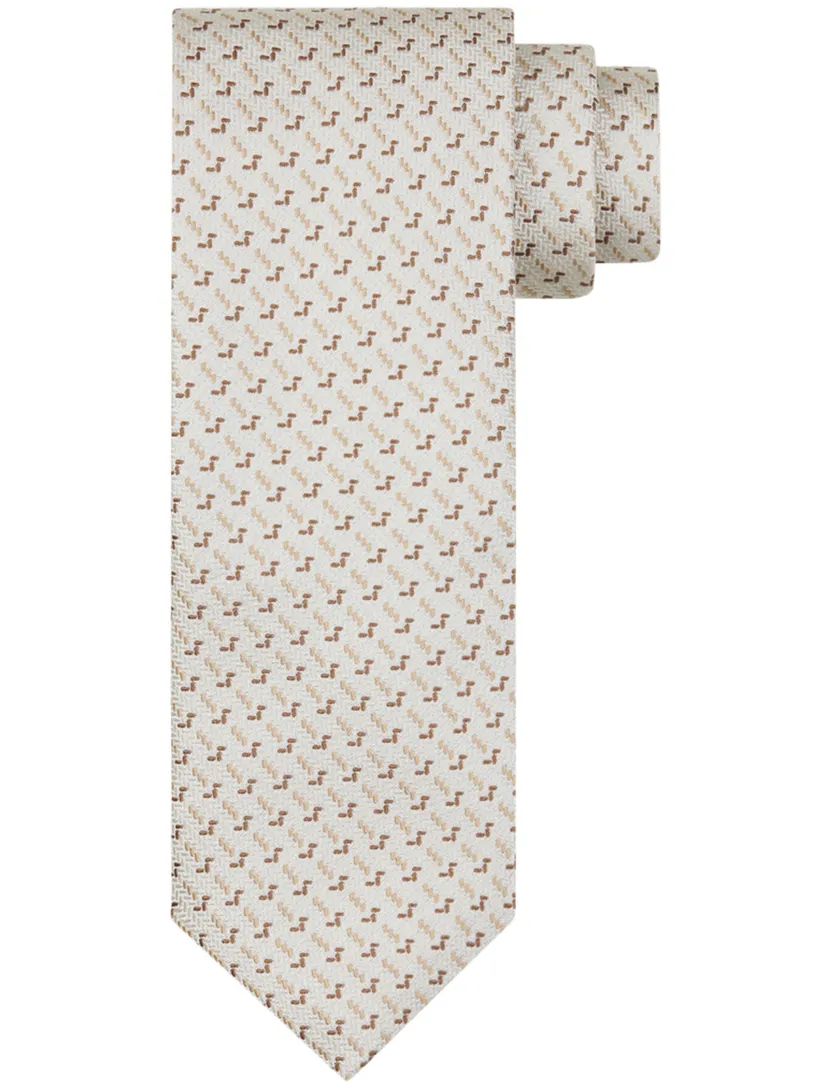 Profuomo stropdas beige zijde geprint