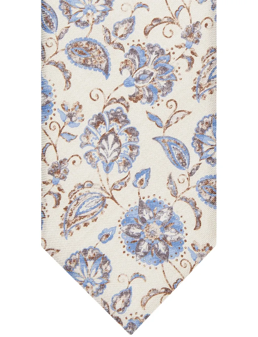 Profuomo stropdas bruin blauw geprint