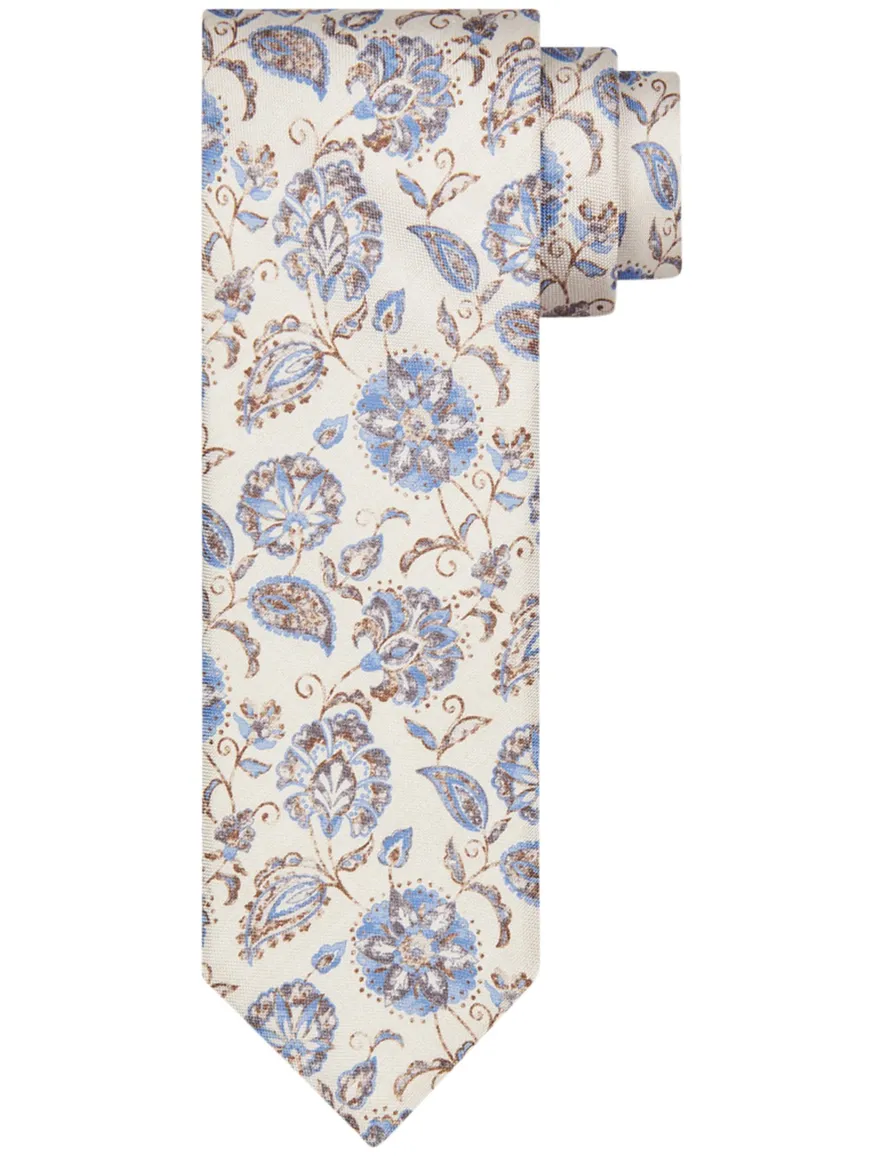 Profuomo stropdas bruin blauw geprint