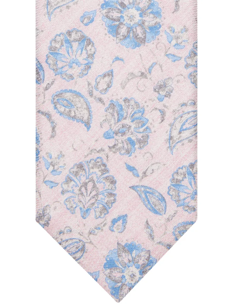 Profuomo stropdas blauw roze geprint