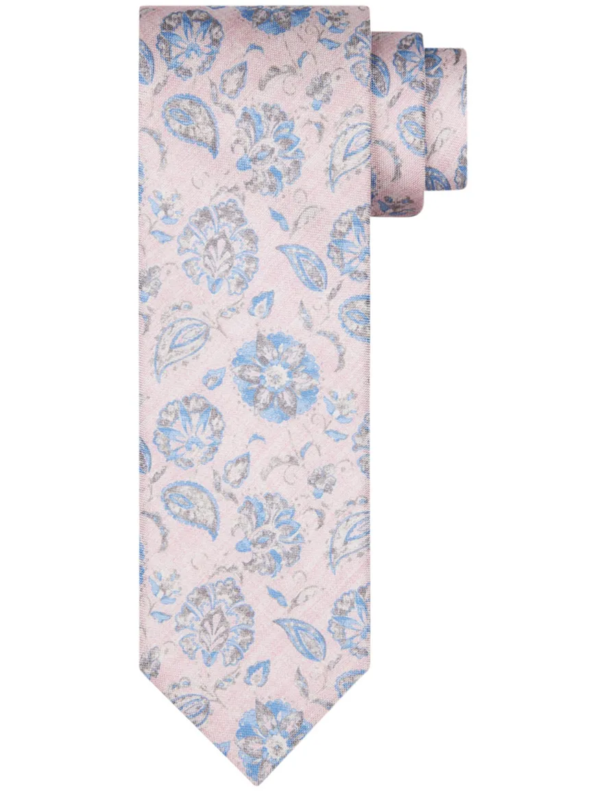 Profuomo stropdas blauw roze geprint