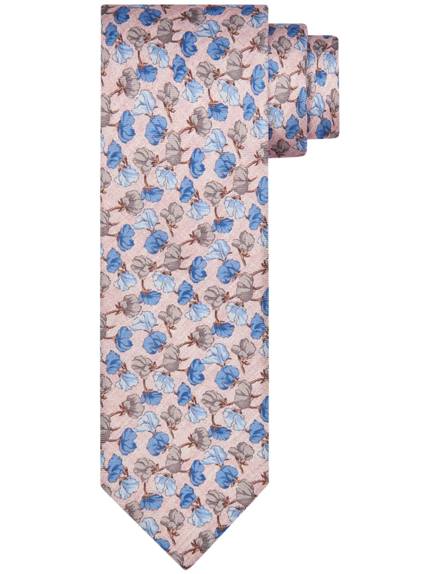 Profuomo zijde stropdas roze multicolor geprint