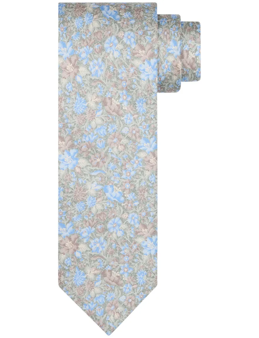 Profuomo stropdas groen blauw geprint zijde