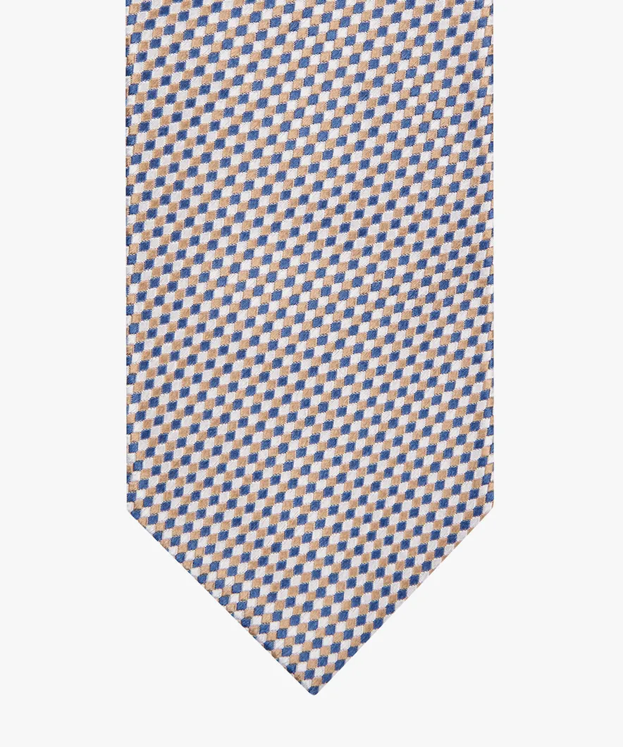 Profuomo stropdas beige blauw geprint