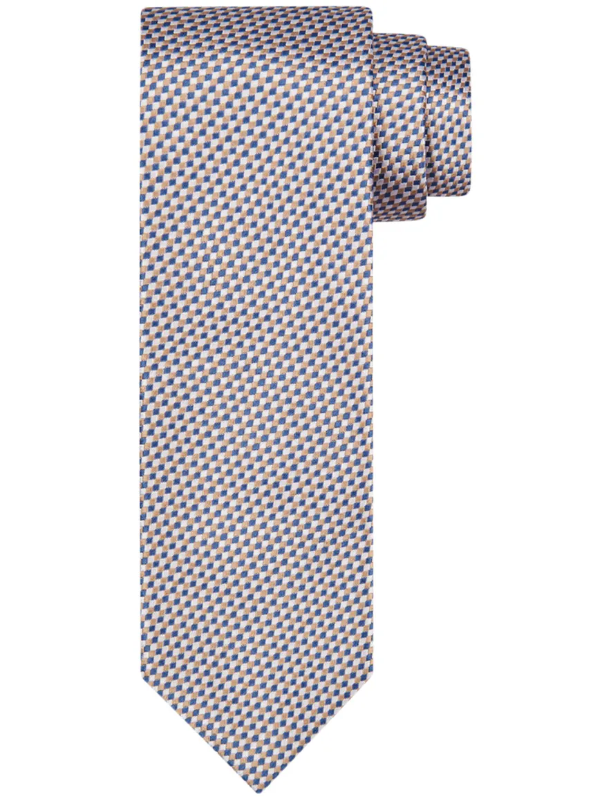 Profuomo stropdas beige blauw geprint