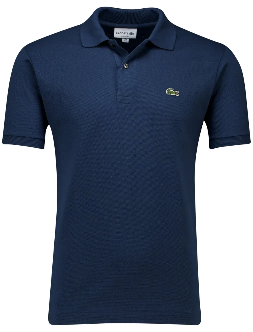 Lacoste polo effen blauw katoen