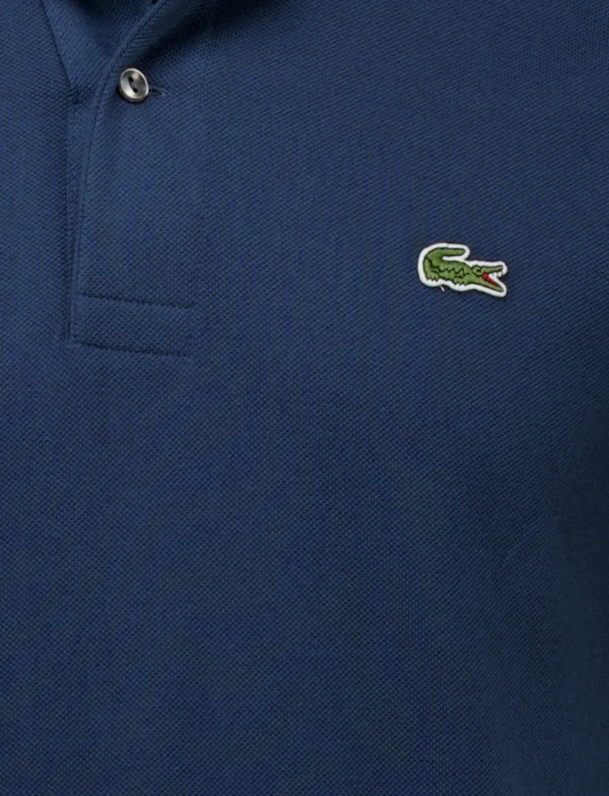 Lacoste polo effen blauw katoen