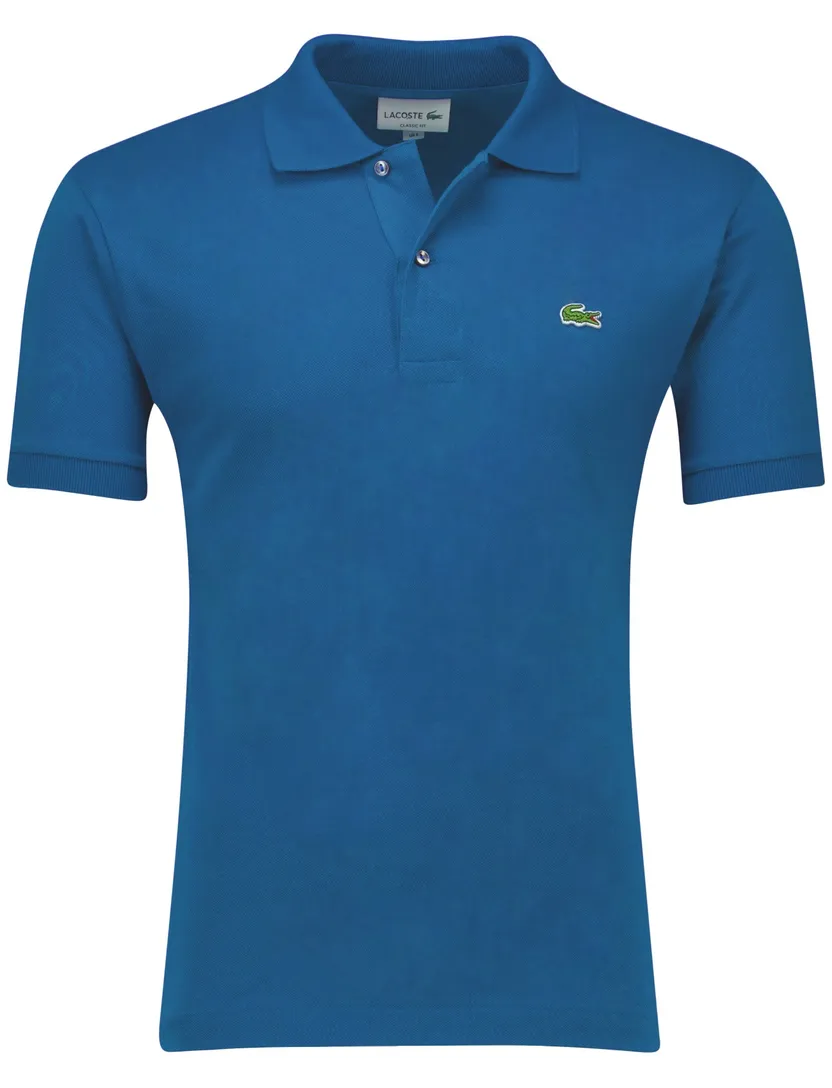 Lacoste polo blauw effen katoen