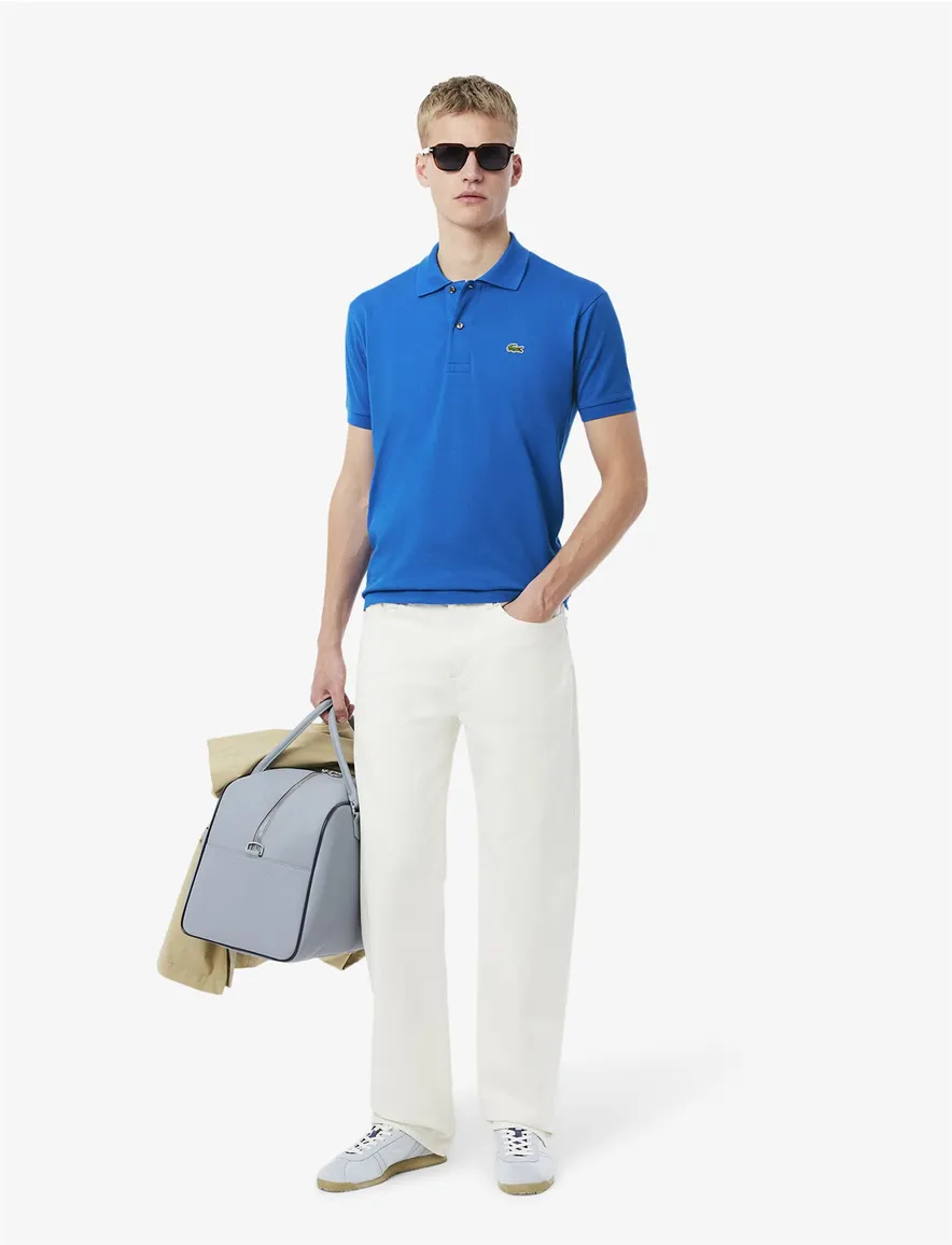 Lacoste polo blauw effen katoen pique