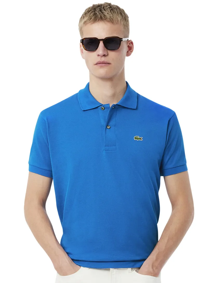 Lacoste polo blauw effen katoen