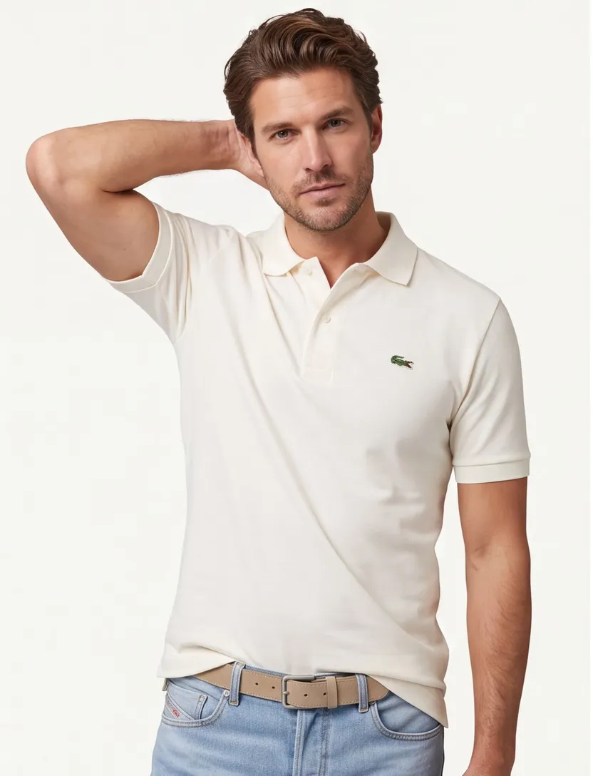 Lacoste polo beige katoen effen