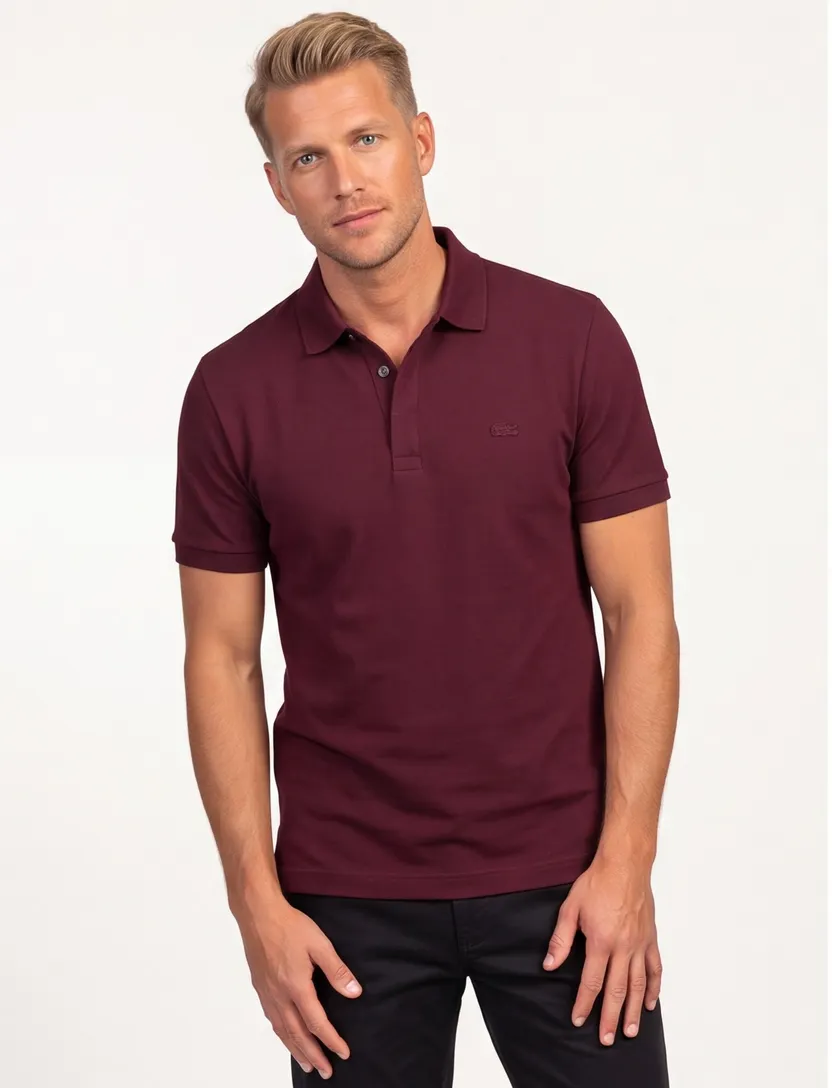 Lacoste polo bordeaux effen Regular Fit