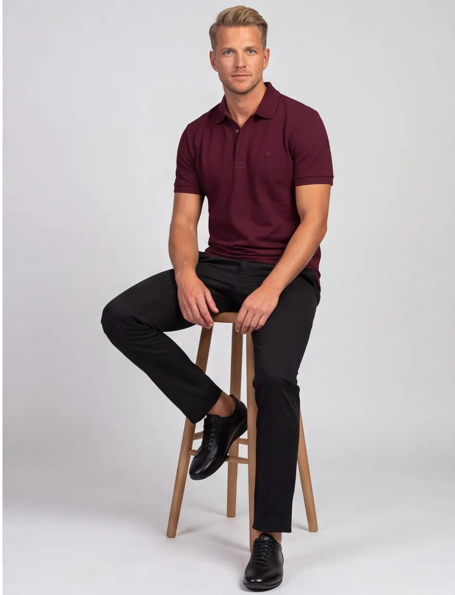 Lacoste polo bordeaux korte mouw effen