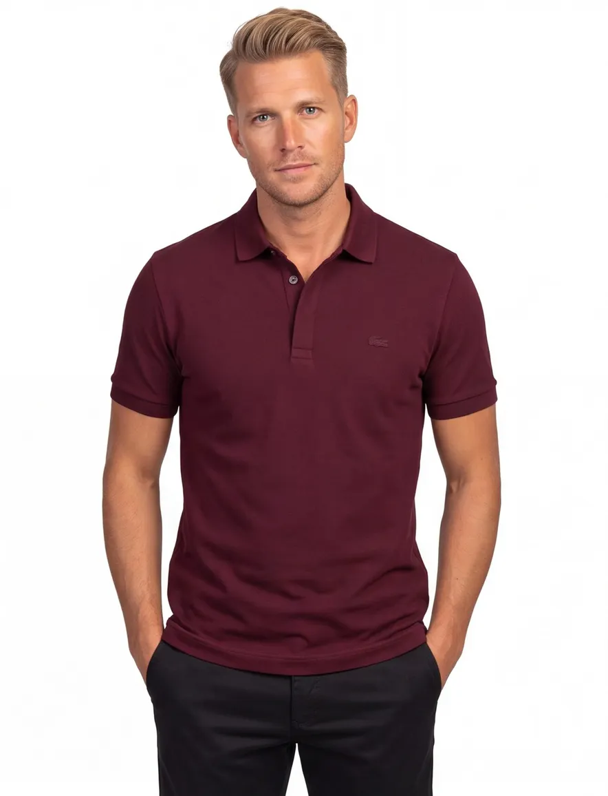 Lacoste polo bordeaux korte mouw effen