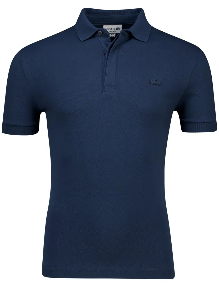 katoenen Lacoste polo donkerblauw korte mouw