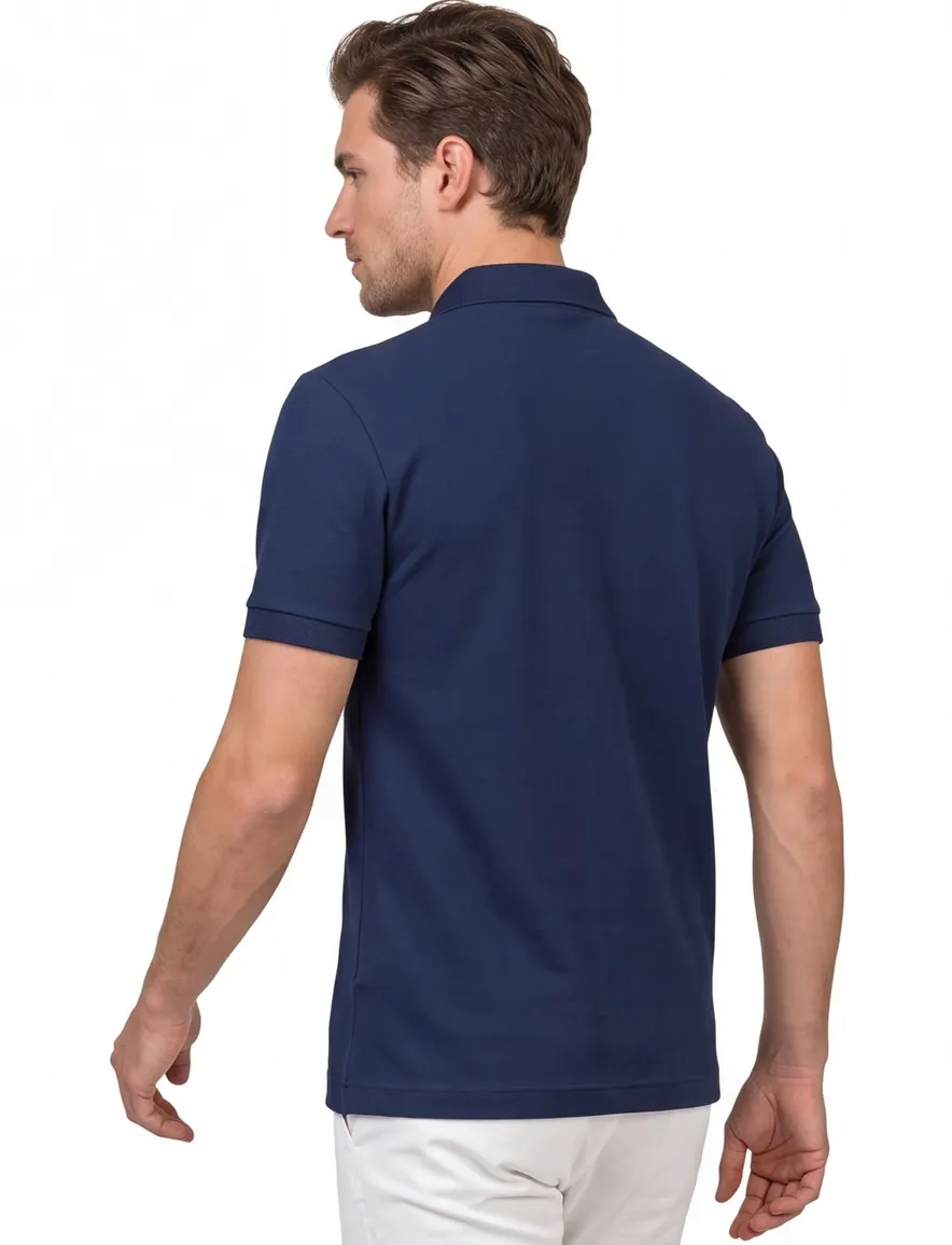 Lacoste polo blauw katoen korte mouw