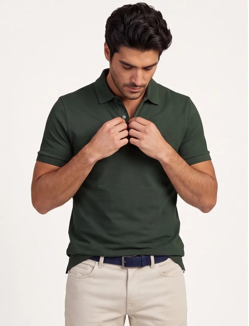 Lacoste polo donkergroen korte mouw effen