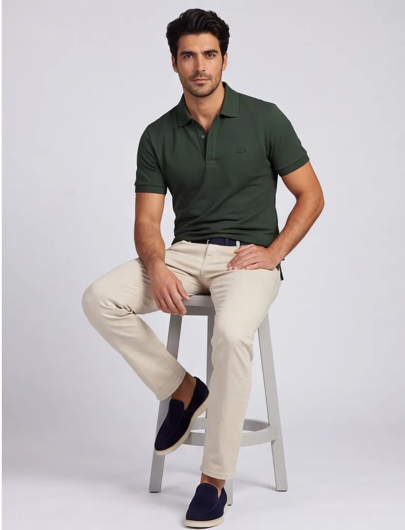 Lacoste polo donkergroen korte mouw effen