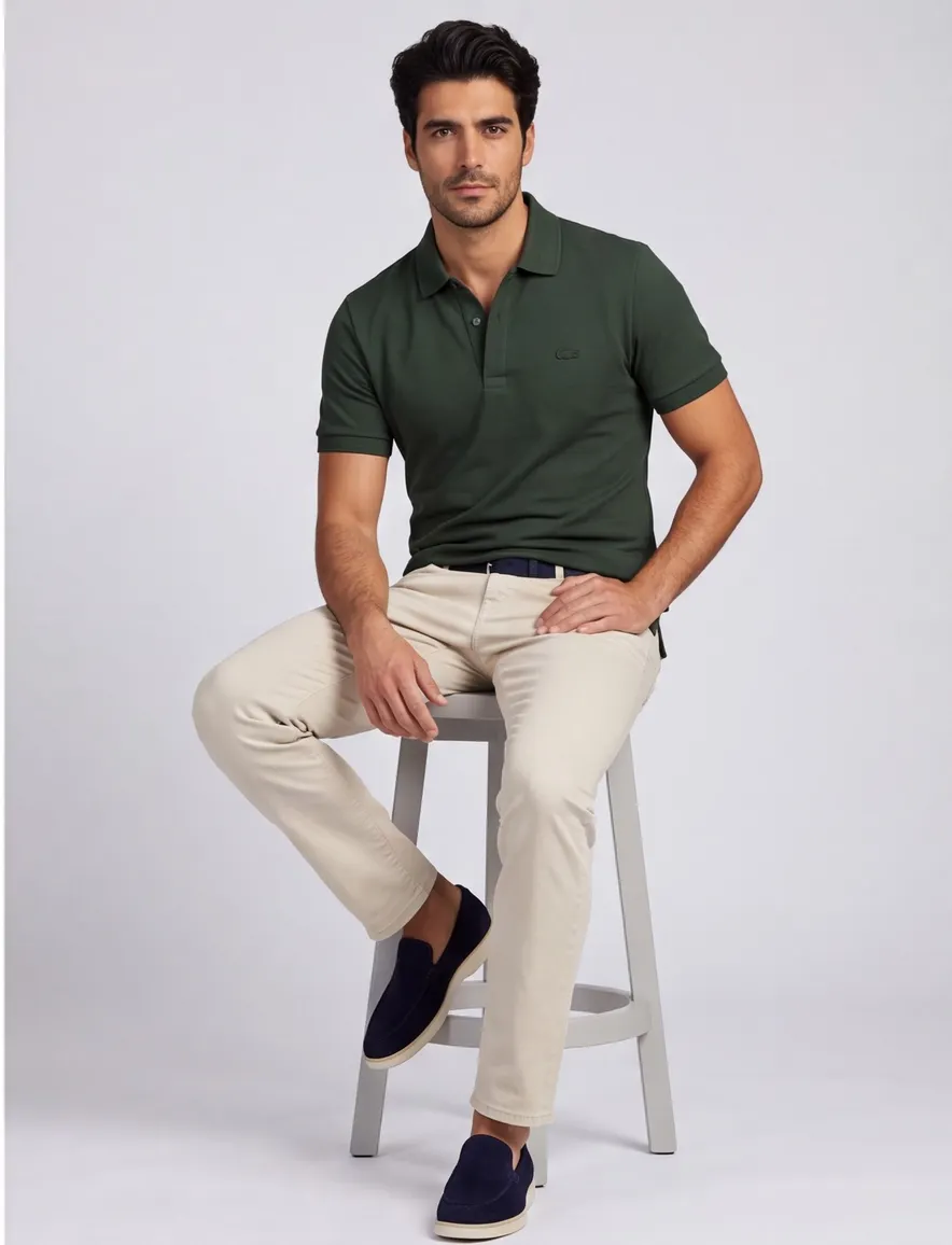 Lacoste polo donkergroen korte mouw effen
