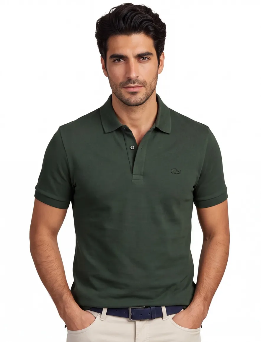 Lacoste polo donkergroen korte mouw effen